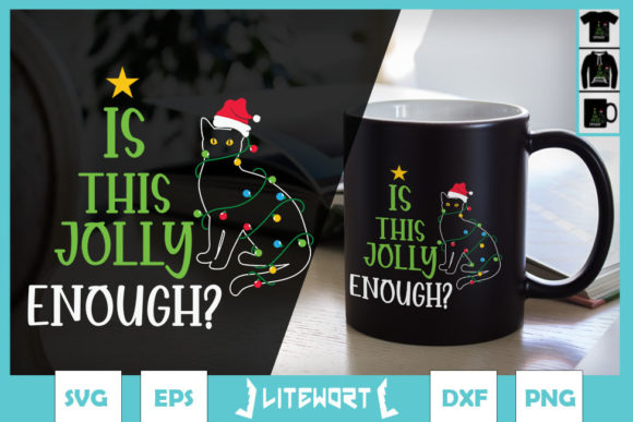 A Jolly Black Cat Christmas Graphic for Crafters & Digital Sellers