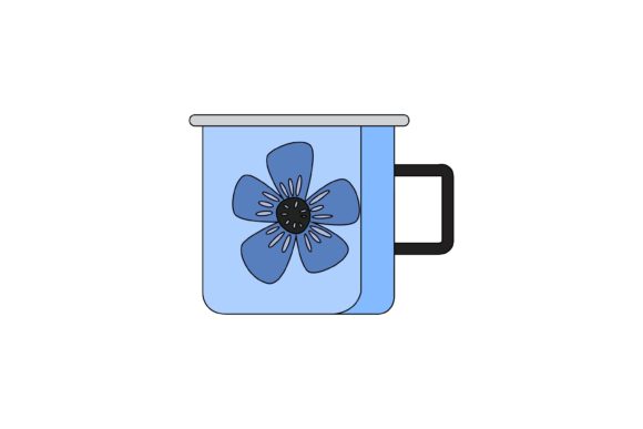 Blue Flower Cup Vector Graphics for Commercial Illustrations