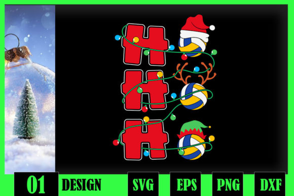 Christmas Lights Ho-Ho-Ho Volleyball for Graphics & Crafts