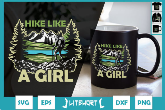 Hike Like a Girl Vintage Graphics for Crafts and Branding