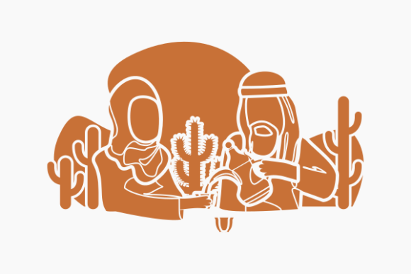 Monochrome Arab Pouring Coffee Graphics