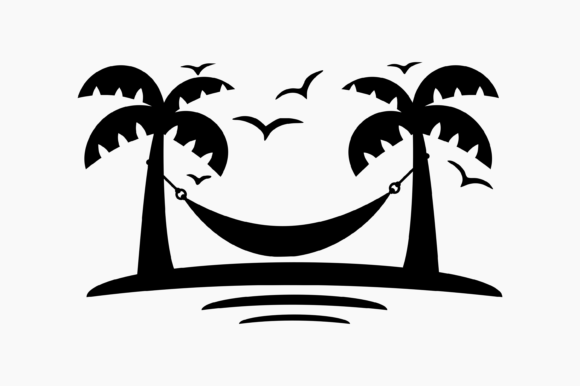 The Hammock Palm Tree Silhouette: A Versatile Graphic for Crafts & Branding