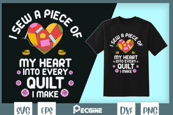 The Quilting Heart Graphic: A Playful T-Shirt Design Asset