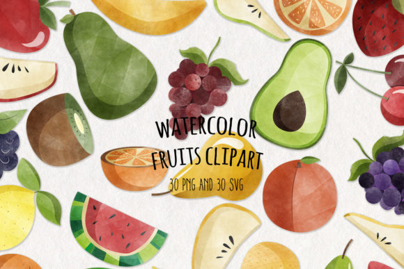 Watercolor Fruits Graphics: 30 Illustrations Review