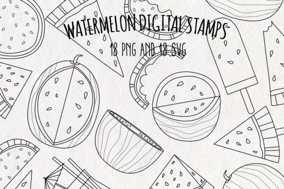 Watermelon Digital Stamps: Graphics & Coloring Pages Amp